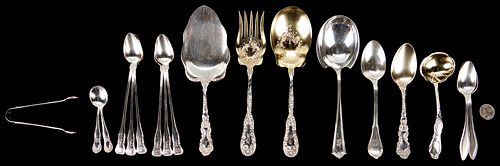 17 pcs assorted sterling flatware in antique patterns
