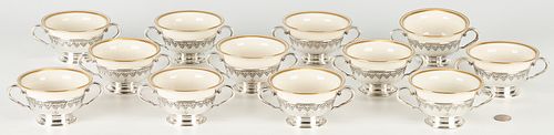 12 International Sterling & Lenox Porcelain Soup Bowls