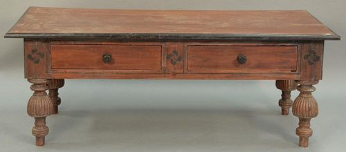 Contemporary coffee table with two drawers. ht. 20in., top: 52" x 25"