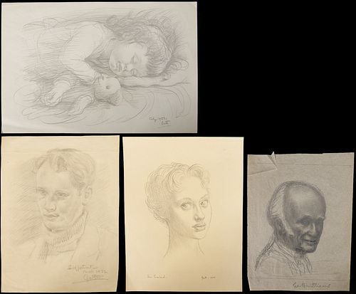 4 Garth Williams Drawings, Figures & Self Portraits