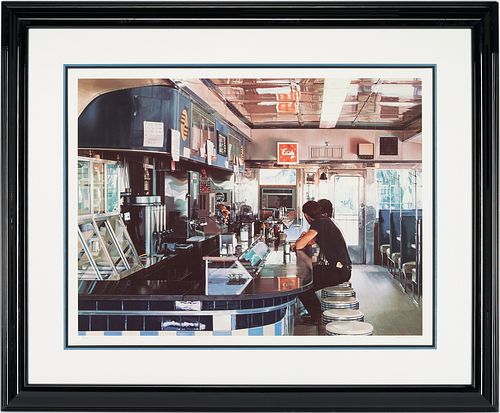 Ralph Goings, Signed Photorealist Print, Blue Diner