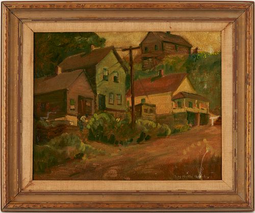 Mary M. Himler, WPA era O/B Painting, Houses in the Flats