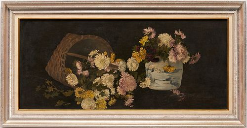 American School O/C Still Life Painting with Flowers
