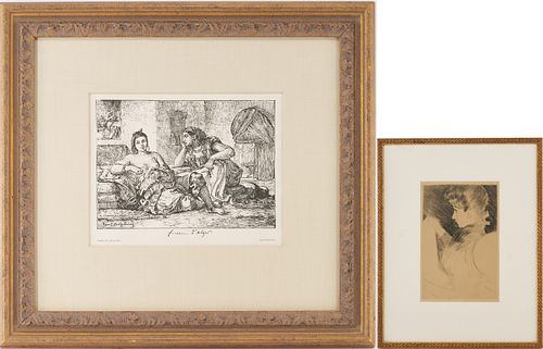 2 19th C. French Prints, Delacroix & Paul Helleu, Gazette des Beaux-Arts