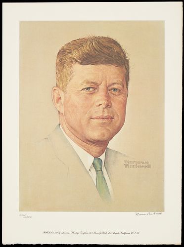 Norman Rockwell Signed John F. Kennedy Portrait, 1976