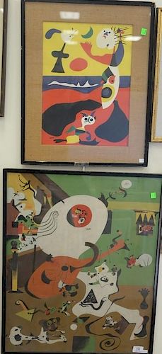 Two framed pieces to include Joan Miro "L'ete" (Summer)  colored lithograph Arthur Rothmann Fine Arts Inc NYC, Sole Ag