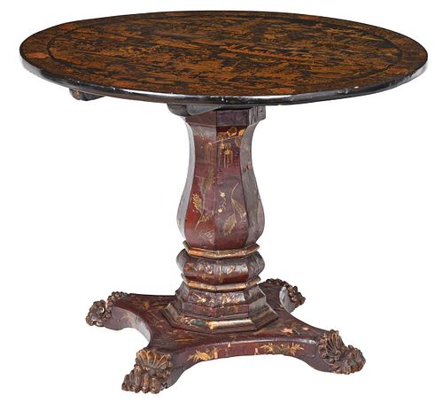 Chinese Export Gilt and Lacquer Decorated Table