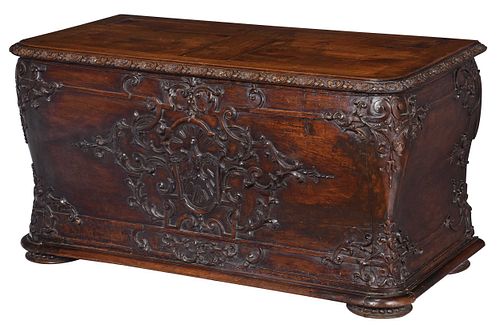 Continental Carved Walnut Sacristy Chest