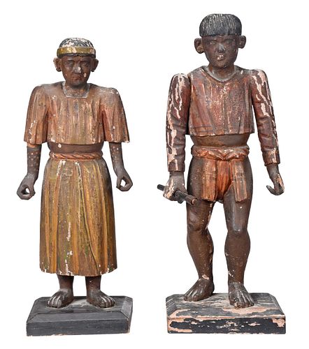 Two Carved and Polychrome Wood Figures