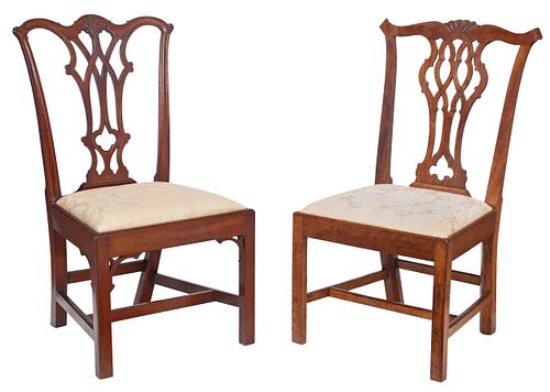 Two Period American Chippendale Carved Side Chairs