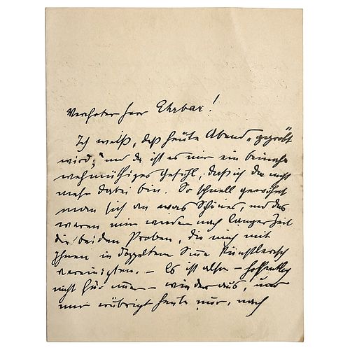 Gustav Mahler Autograph Letter Signed on Rehearsals for Strauss&#39;s &#39;Feuersnot&#39;