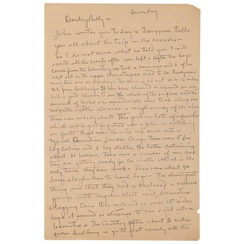 Thomas Edison Autograph Letter Signed on Seeking Automotive Battery Material at a Canadian Nickel Mine