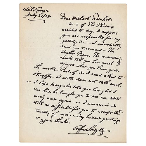 Alfred Stieglitz Autograph Letter Signed