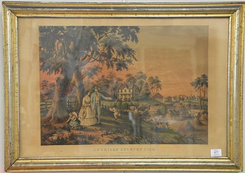 N. Currier, colored lithograph, American Country Life, Summer's Evening. image size 17" x 24"