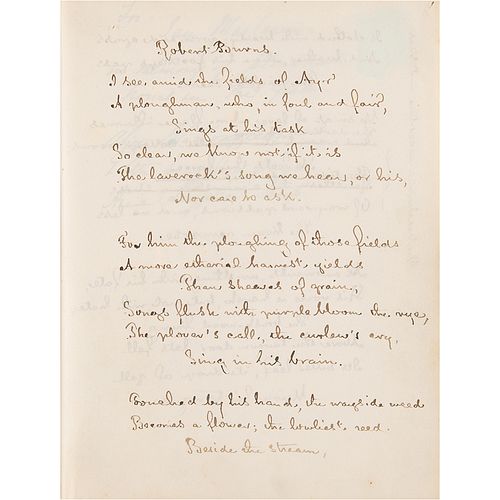 Henry Wadsworth Longfellow Autograph Manuscript: "Robert Burns"