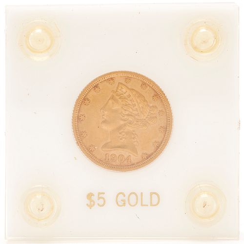 1904 US $5 Liberty Head Gold Coin
