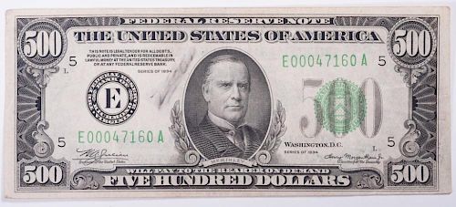Antique U.S. $500 Bill