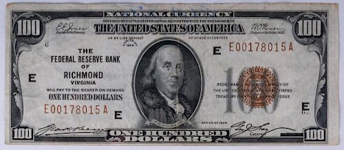 Series 1929, U.S. $100 National Currency
