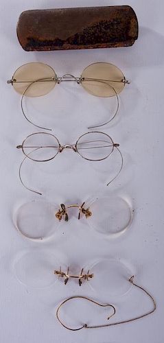 Antique Eyeglasses Collection with One Case