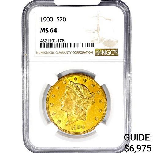 1900 $20 Gold Double Eagle NGC MS64