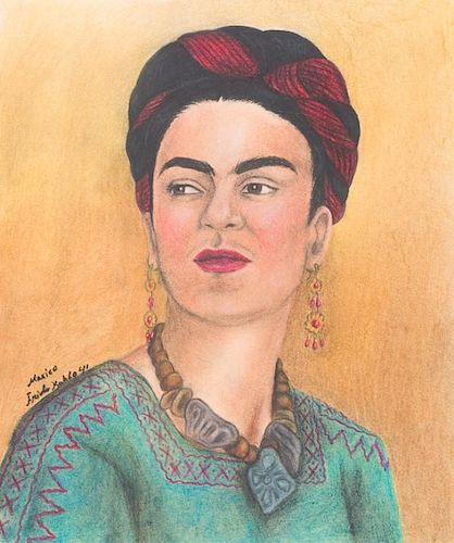 Frida Kahlo 1941 Self Portrait, Colored Pencil