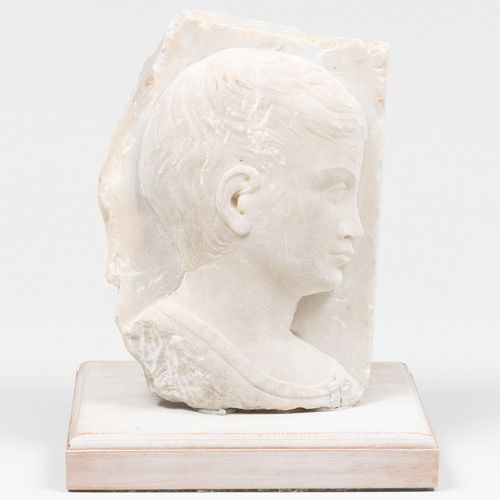 Grand Tour Marble Relief Profile Portrait of a Young Boy