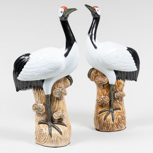 Pair of Chinese Porcelain Models of Cranes