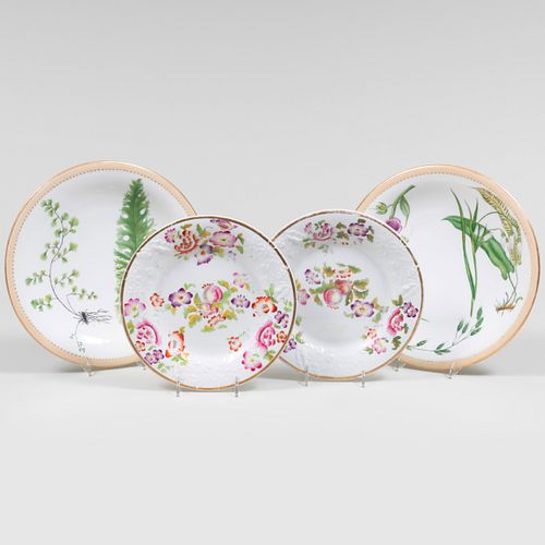 Group of Flower Decorated Plates