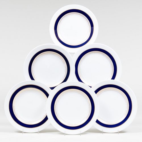 Set of Spode Cobalt Ground Porcelain Lunch Plates