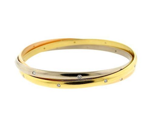 Cartier Trininty Stars 18K Tri Gold Diamond Bracelet