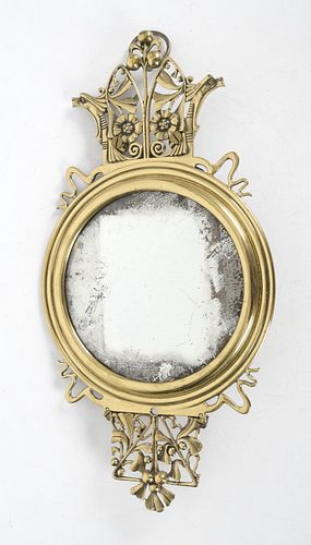 Continental Baroque Style Pierced Brass Girandole Mirror