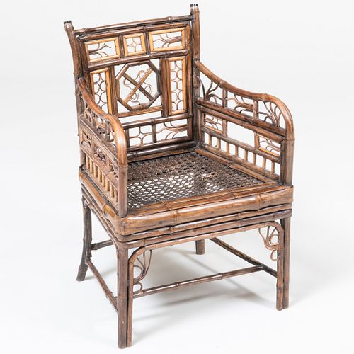 Rare Chinese Bamboo and Caned Child's Chair, in the Manner of William Chambers