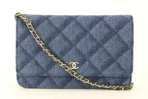 CHANEL SHADOW QUILTED DENIM CHAIN SHOULDER BAG