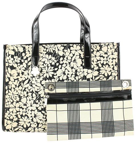 BURBERRY FLORAL SHOPPER TOTE WITH NOVA CHECK POUCH