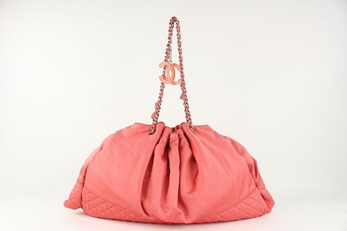 CHANEL QUILTED SATIN CHAIN HOBO BAG