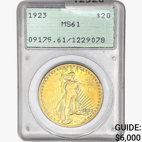1923 $20 Gold Double Eagle PCGS MS61 