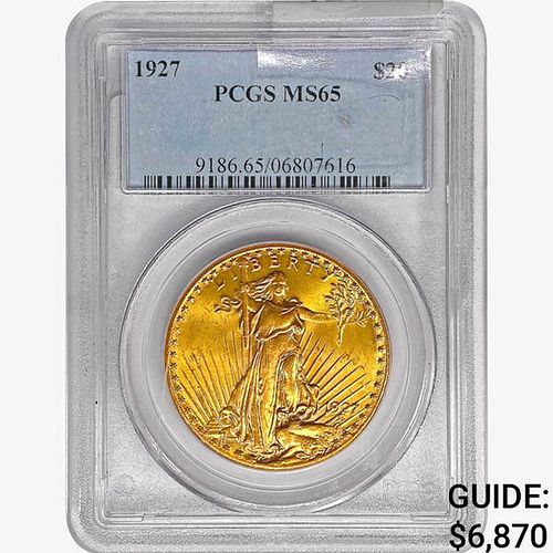 1927 $20 Gold Double Eagle PCGS MS65 