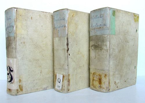 1634 THREE VOLUMES OF THE ANCIENT MORALE PROMPTTUM BEYERLINCK, LAWRENCE.