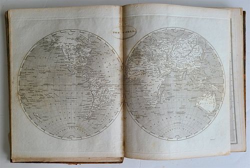 ANTIQUE VOLUME 6 CYCLOPAEDIA, 1810S, FEATURING ILLUSTRATIONS OF 62 MAPS, BOTH ANCIENT AND MODERN.
