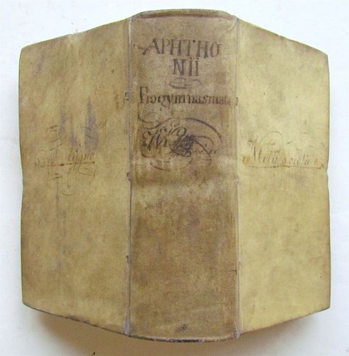 ANTIQUE VELLUM GREEK PHILOSOPHY PROGYMNASMATA, ELZEVIR PRESS, 1655