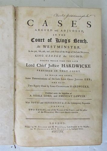 1770 CASES HEARD, ARGUED, AND ADJUDGED IN THE HISTORIC WESTMINSTER COURT OF KING'S BENCH