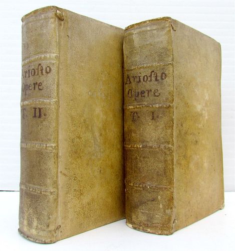 OLD VELLUM-BOUND POETRY, 1739 ORLANDO FURIOSO DI M.LODOVICO, ARIOSTO 2, VOL.
