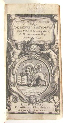 1631 A HISTORICAL ILLUSTRATED ANTIQUE ELZEVIER FROM VENICE TALKS OF THE REPUBLIC OF VENICE
