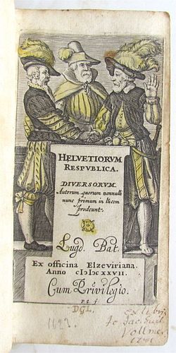 JOSIAS SIMMLER VELLUM, 1627, SWITZERLAND, ANCIENT ELZEVIR HELVETIORUM RESPUBLICA
