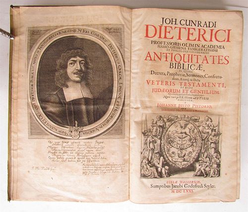 ANTIQUE BIBLE ANTIQUITIES, 1671, J.C. DIETERICH FOLIO BOUND IN VELLUM