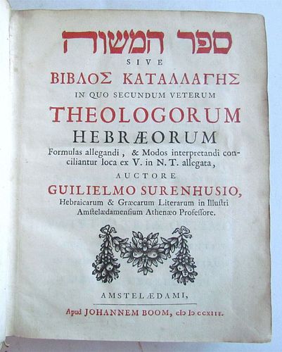 A COMMENTARY ON THE 1713 THEOLOGORUM HEBAEORUM ANTIQUE JUDAICA BIBLE