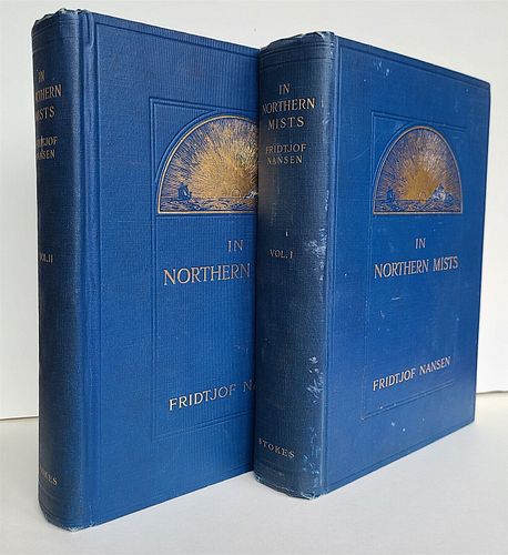 1911 ARCTIC EXPLORATION IN NORTHERN MISTS BY NANSEN VINTAGE TWO VOLUMES, ILLUSTRATED