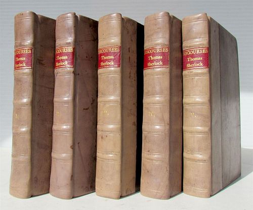 PREACHED 5 VOLUMES DISCOURSES ON MANY OCCASIONS IN 1797 ANTIQUE THOMAS SHERMANLOCK