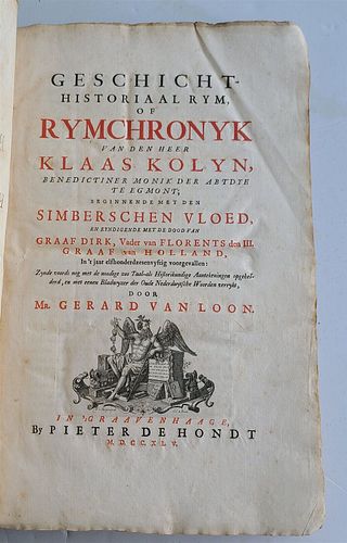 K. KOLYN'S 1745 DUTCH CHRONICLES VINTAGE FOLIO