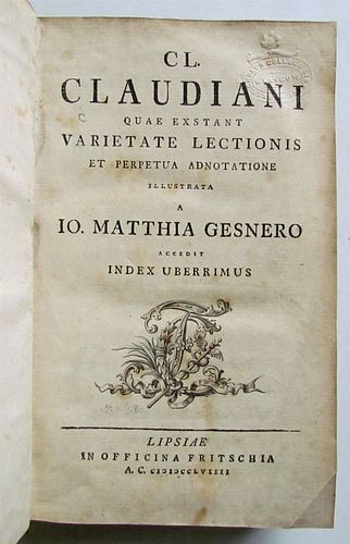 ANTIQUE POETRY BY CLAUDIO VALLUM, BOUND IN 1759